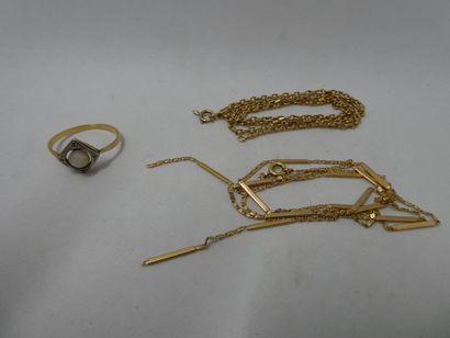 1 Ring 2 tone Gold 18kt pearl and stones...
