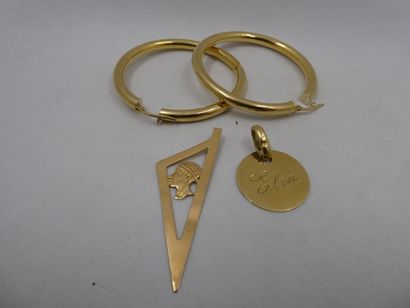 1 Pair of earrings 18kt Gold 5,72g 2 Pendants...