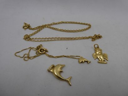 1 Bracelet 18kt Gold 1,54g 2 Pendants 18kt...