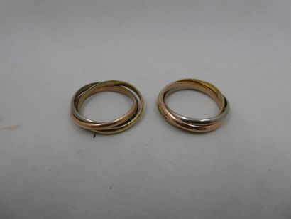 2 Wedding rings 18kt 3-tone gold 10.53g