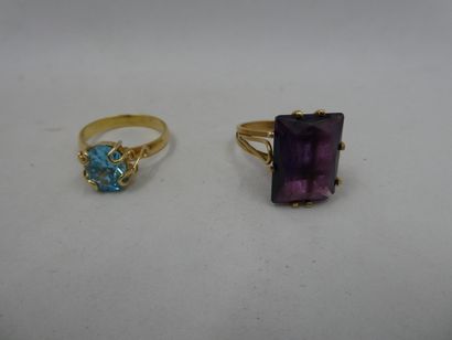 2 Rings 18kt Gold and stones 12,67g dama...