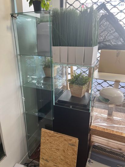 Trois vitrines en verre