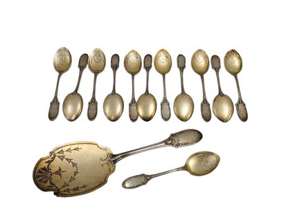 SERVICE A GLACE en argent et anciennement...