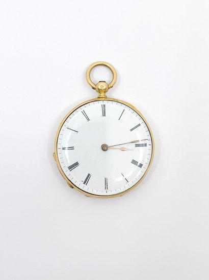 MONTRE de gousset en or jaune 750°, cadran...