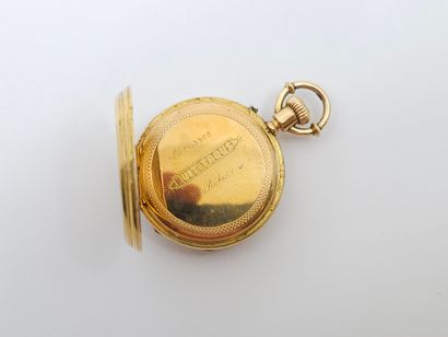 MONTRE de col en or jaune 750°, cadran émaillé...