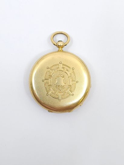 MONTRE de gousset en or jaune 750°, cadran...