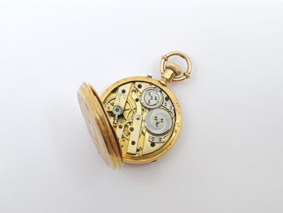 MONTRE de col en or jaune 750°, cadran émaillé...
