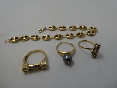 1 Ring 18kt Gold and stones 5,09g 1 Bracelet...