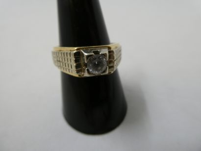 1 Ring 18kt 2-tone gold and stone 8.57g ...