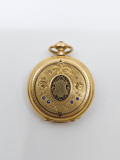 750° yellow gold collar WATCH, chased and...