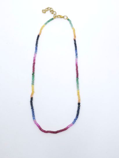 rainbow necklace in colored sapphire
