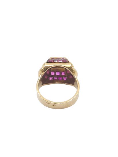 RING in 750° pink gold and platinum set with...