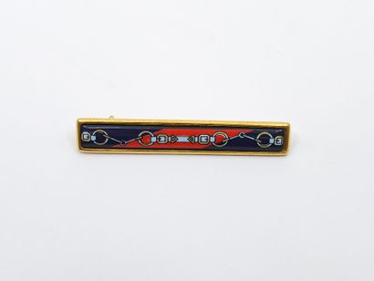 HERMES
Enameled gilt metal brooch with bit...