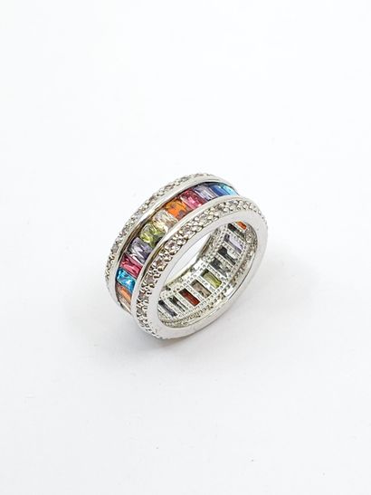 925 silver ring set with white and colored...