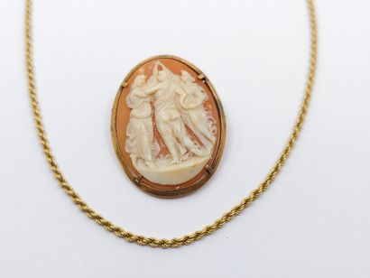 SAUTOIR in 750° yellow gold with a shell...