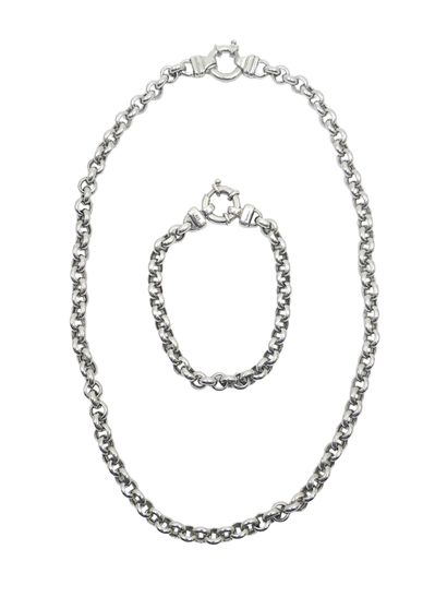 JEWELRY in 925° silver, jaseron mesh including:
Necklace...