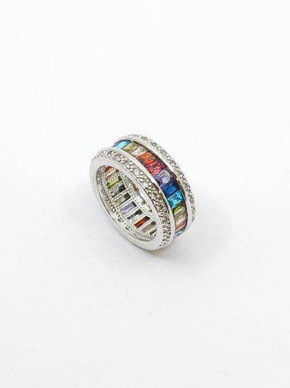 925 silver ring set with white and colored...