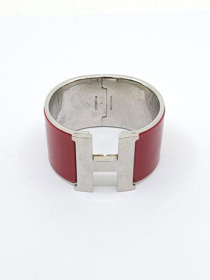 HERMES 
Click-clac bracelet in silver-plated...