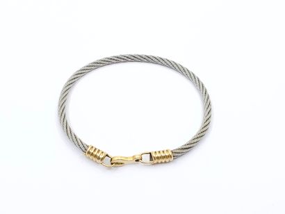 BRACELET TORSADE in gold and steel 
Gross...