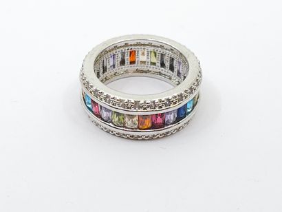 925 silver ring set with white and colored...