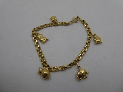 1 Bracelet Or 18kt 8,16g et breloques