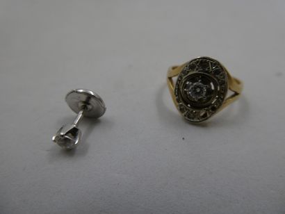 1 Ring 2 tone 18kt gold and stones 2,88g...