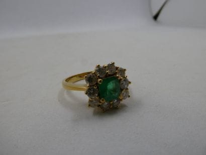 1 Bague Or 18kt diamants et pierre 5,25g