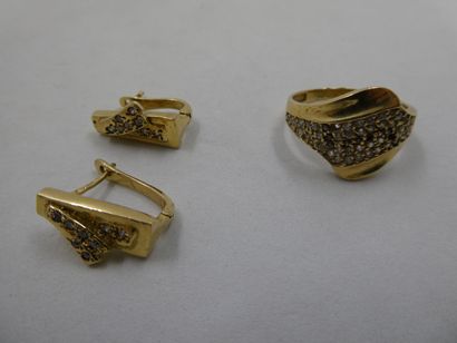 1 Ring 18kt gold and stones 4,17g 1 Pair...
