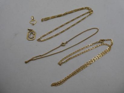 1 Pendentif Or 2 tons 18kt 1,18g 2 Chaînes...