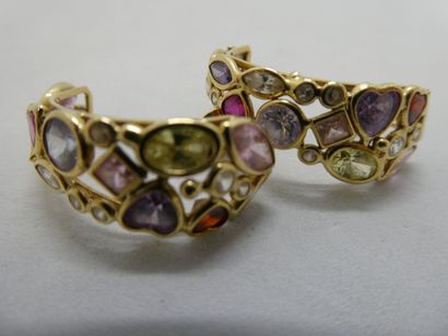 1 Paire boucles Or 18kt et pierres 6,77g