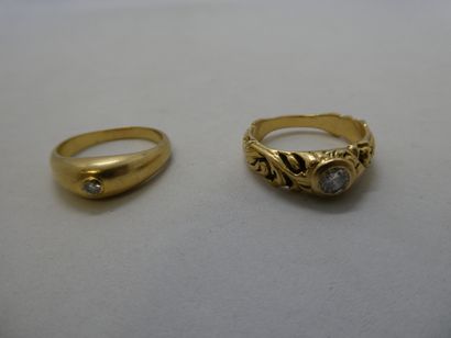 2 Bagues Or 18 carats et diamants 12,16g