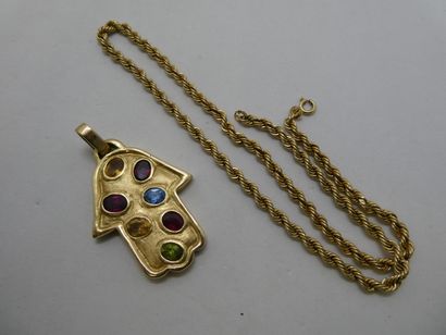 1 Pendentif Or 18kt et pierres 17,10 1 Chaîne...