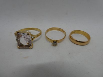 1 Bague Or 18kt et pierre 8,70g 1 Alliance...