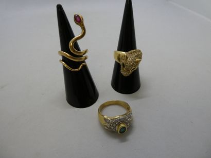 3 Bagues Or 18kt et pierres 26,22g