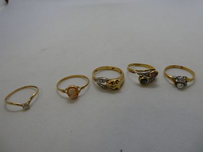 1 Bague Or 18kt pierres et perle 2,20g 1...