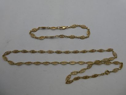 1 Bracelet Or 18kt 3,93g 1 Collier Or 18kt...