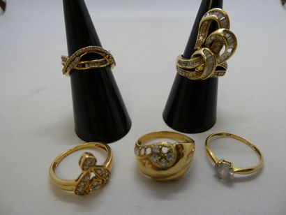 5 Bagues Or 18kt et pierres 21,24g détér...