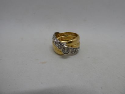 1 Bague Or 2 tons 18kt et diamants 9,88g