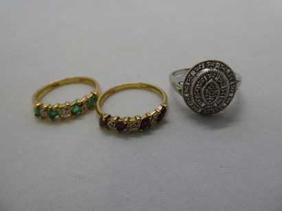1 Bague Or gris 18kt et diamants 3,86g 1...