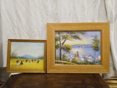 Réunion de deux oeuvres
Huile sur toile 
Une...