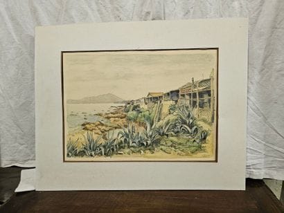Carle 
Paysage maritime
Aquarelle sur papier...