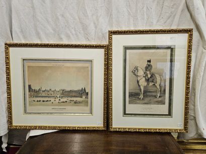 Paire de gravures en couleur 
Fontainebleau
Napoleon...