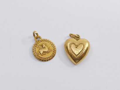 toi et moi ring in 750° yellow gold set with...