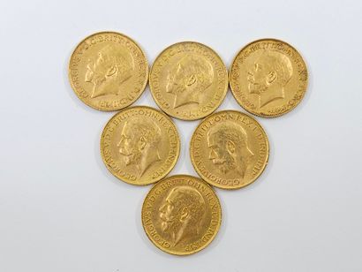 LOT of six sovereign gold coins Georges V...