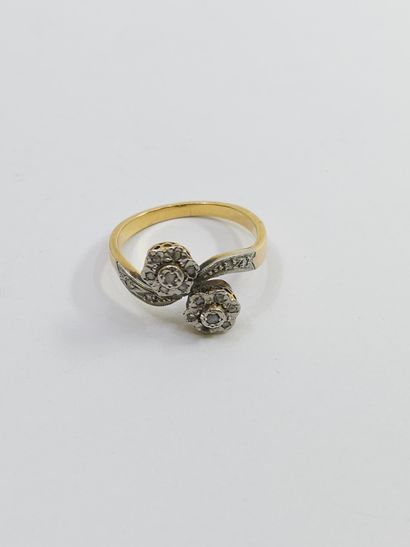 toi et moi ring in 750° yellow gold set with...