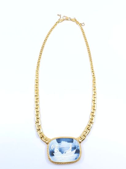 COLLIER en or jaune 750°, maille haricot...