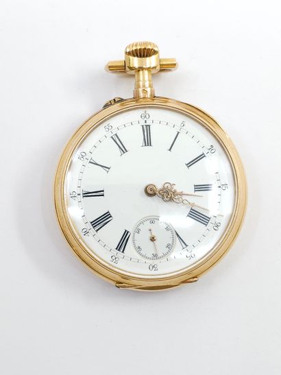 MONTRE à gousset en or jaune 750° accompagnée...