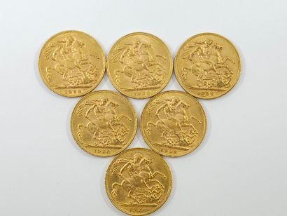 LOT of six sovereign gold coins Georges V...