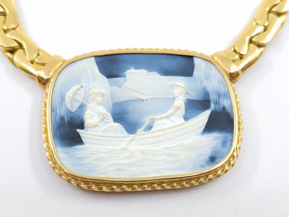 COLLIER en or jaune 750°, maille haricot...