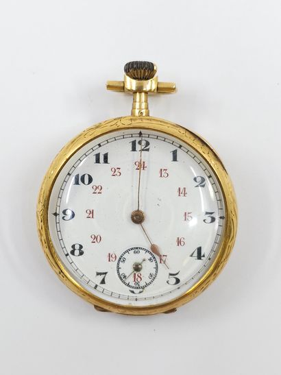750° yellow gold gousset WATCH, finely chased,...